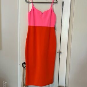 Express, hot pink and orange body con dress size large new with tags
